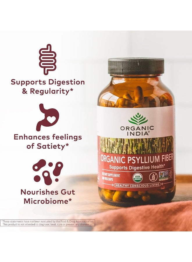 Organic India ألياف السيليوم النباتية - ألياف بروبيوتيك تدعم 90 كبسولة نباتية - Image 4