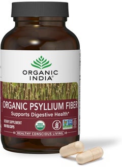Organic India Psyllium Fiber Plant-Based Prebiotic Fiber Supports 90 Vegetable Capsules  - Image 1