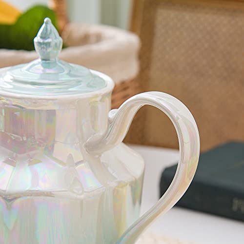 Agyiuns tea pot ceramic, Porcelain teapot with lid, 38.8 Oz for Tea, Milk, Coffee, Flower tea(Blue) - Image 4