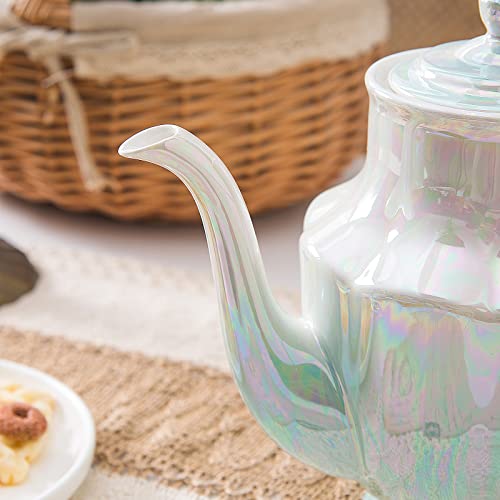 Agyiuns tea pot ceramic, Porcelain teapot with lid, 38.8 Oz for Tea, Milk, Coffee, Flower tea(Blue) - Image 5