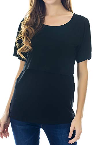 Smallshow 3 Pcs Maternity Nursing T-Shirt Nursing Tops,Navy-Black-Burgundy,X-Large - Image 5