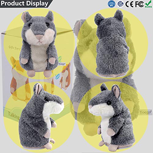 YOEGO Talking Hamster Repeats What You Say Interactive Stuffed Plush Animal Talking ToyPerfect Toy Gifts for Boys Girls Age 3 Gray - Image 5