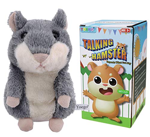 YOEGO Talking Hamster Repeats What You Say Interactive Stuffed Plush Animal Talking ToyPerfect Toy Gifts for Boys Girls Age 3 Gray - Image 1