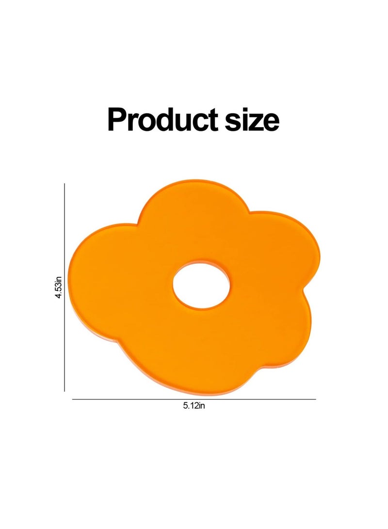 Captaintech 4 Pcs Acrylic Coasters, Colorful Flower-Shaped Coaster, Heat Resistant Anti Slip Drink Coaster for Coffee Cup, Tea Cup, Water Cup, Table Coaster for Bar/Kitchen/Home/Cafe (Yellow, Orange) - Image 2