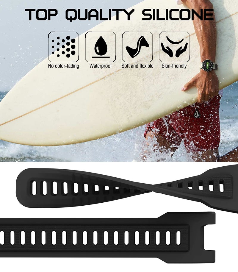 MoKo Watch Band Compatible with Amazfit T-Rex/T-Rex Pro Smartwatch, Soft Silicone Replacement Sport Strap Breathable Wristband with Screwdrivers, Black - Image 3