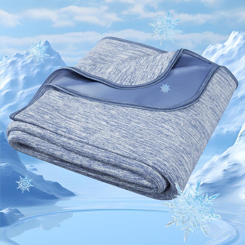 Degrees of Comfort Cold Blankets for Sleeping Double Sided Cold Effect Breathable Summer Bed Blanket to Keep Body Cool All Night60x90Blue