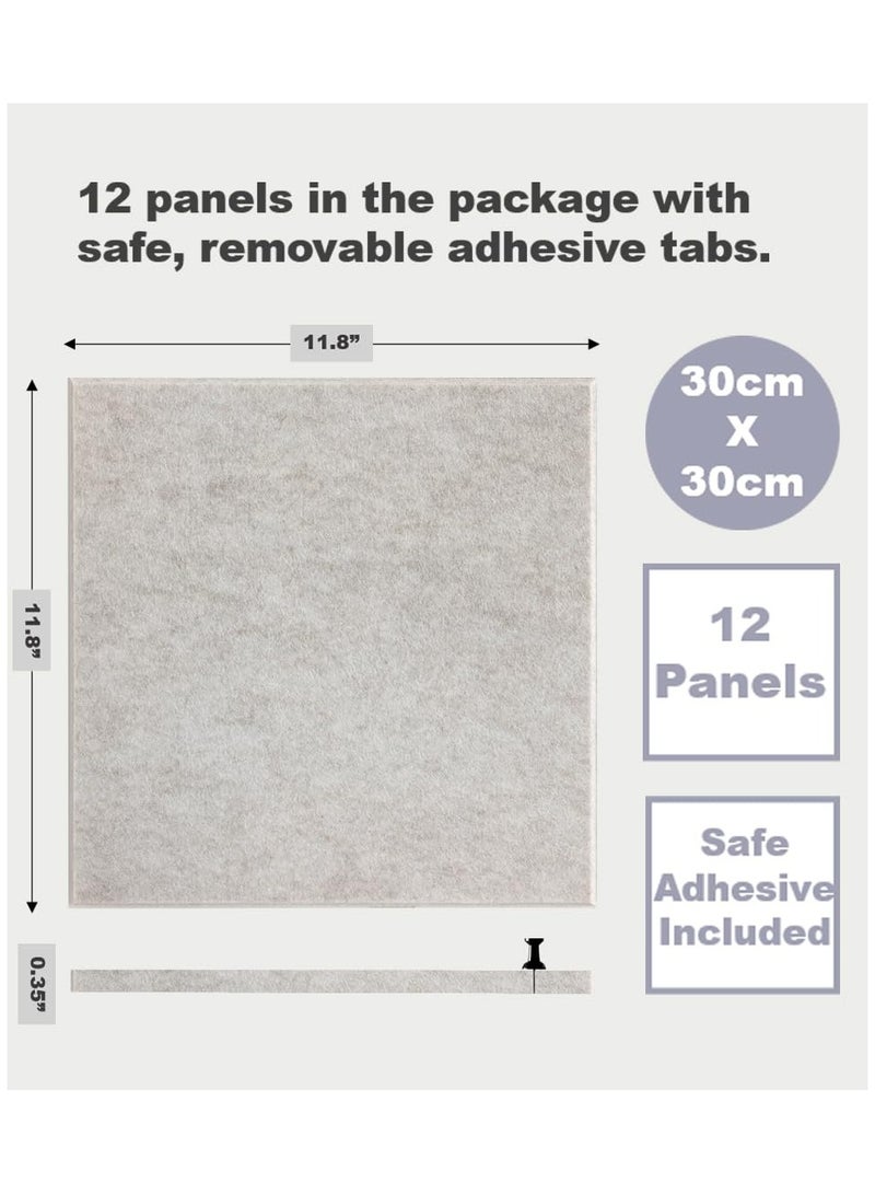 Dominy Large Notice Board, 12 Pack of 30×30cm Felt Wall Tiles with Safe Removable Adhesive Labels and Box of Thumbtacks, Corkboard Alternative, Office Wall Tackboard (Light Khaki)  - Image 2