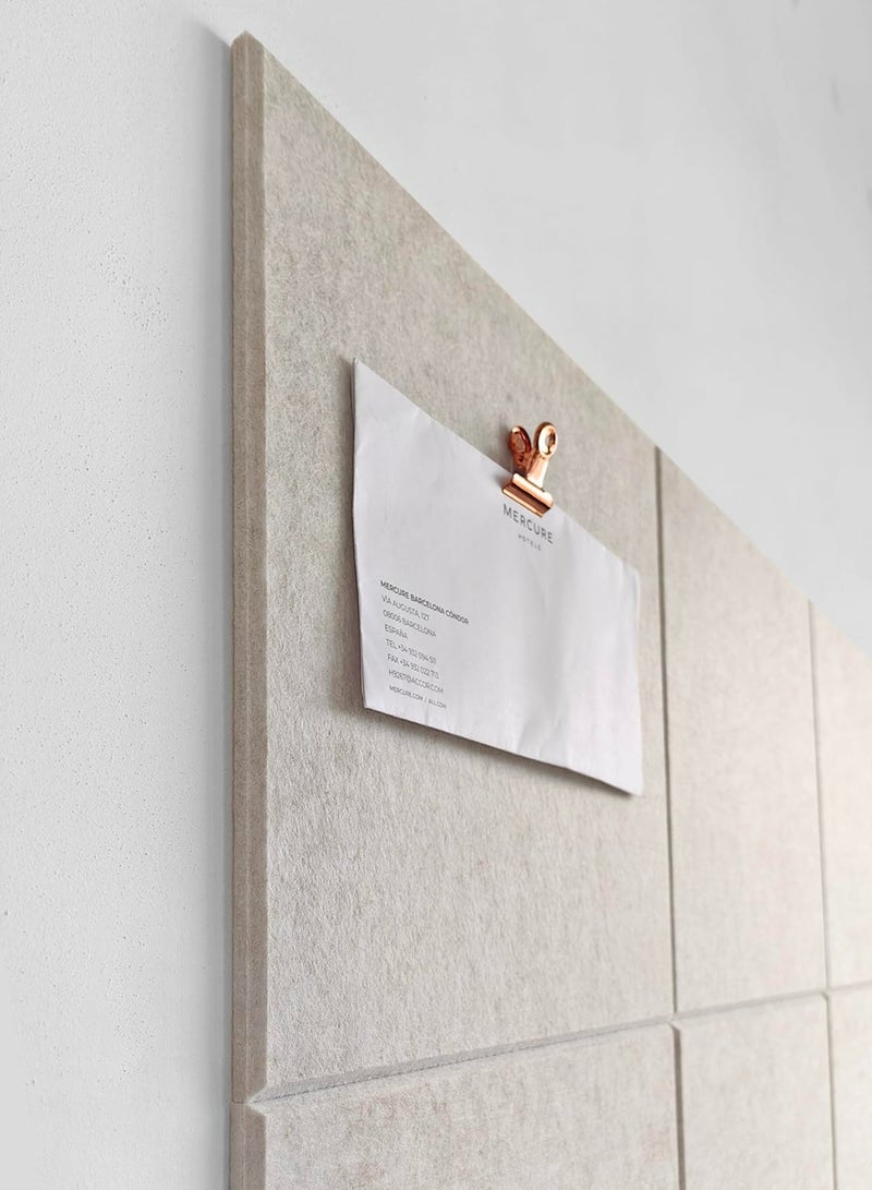 Dominy Large Notice Board, 12 Pack of 30×30cm Felt Wall Tiles with Safe Removable Adhesive Labels and Box of Thumbtacks, Corkboard Alternative, Office Wall Tackboard (Light Khaki)  - Image 3
