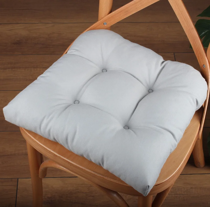 Altın Pamuk Gold Cotton Gold Series Gray Color Chair Cushion with Button Sewing Detail 40X40CM with Lacing