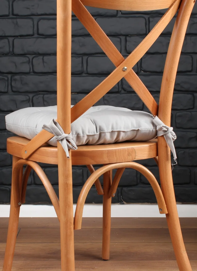 Altın Pamuk Gold Cotton Gold Series Gray Color Chair Cushion with Button Sewing Detail 40X40CM with Lacing