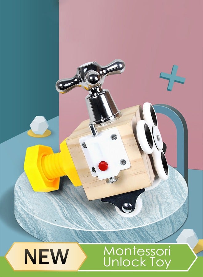 Busy Cubes Montessori Unlocking Toys Children's Puzzle Enlightenment Early Education Toys Sensory Education Learning Toys Activity Board Helps Develop Children Sensory and Fine Motor Skills is the B - Image 1