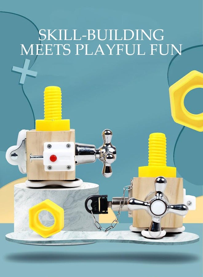 Busy Cubes Montessori Unlocking Toys Children's Puzzle Enlightenment Early Education Toys Sensory Education Learning Toys Activity Board Helps Develop Children Sensory and Fine Motor Skills is the B - Image 3