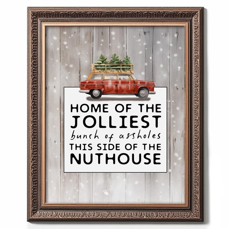 ZEARPT Home of the Jolliest Bunch Sign  Vintage Christmas Wall Art  Funny Christmas Print  Christmas Wall Decorations  Holiday Decor  Vacation Print - Image 3