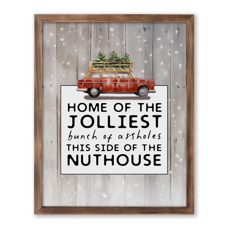 ZEARPT Home of the Jolliest Bunch Sign  Vintage Christmas Wall Art  Funny Christmas Print  Christmas Wall Decorations  Holiday Decor  Vacation Print - Image 4