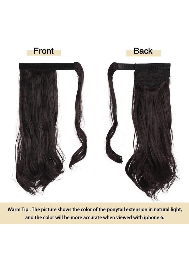 SOFEIYAN SOFEIYAN Curly Ponytail Extension 15 Inch Heat Resistant Synthetic Natural Wavy Hairpiece Wrap Around Pony Tail Hair Extensions for White Black Women Hair Piece, Dark Brown  - Image 2