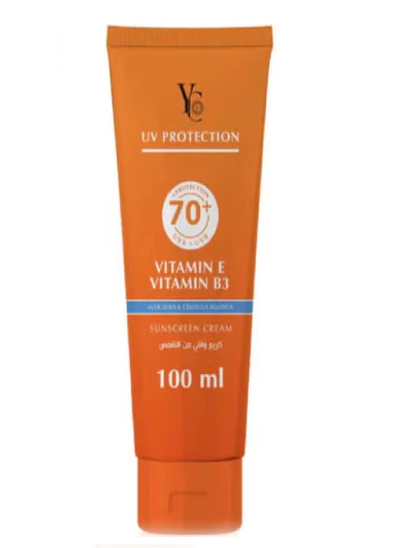 YC Sunscreen Cream Aloe Vera And Centella Asiatica UV Protection +70 - 100 ml