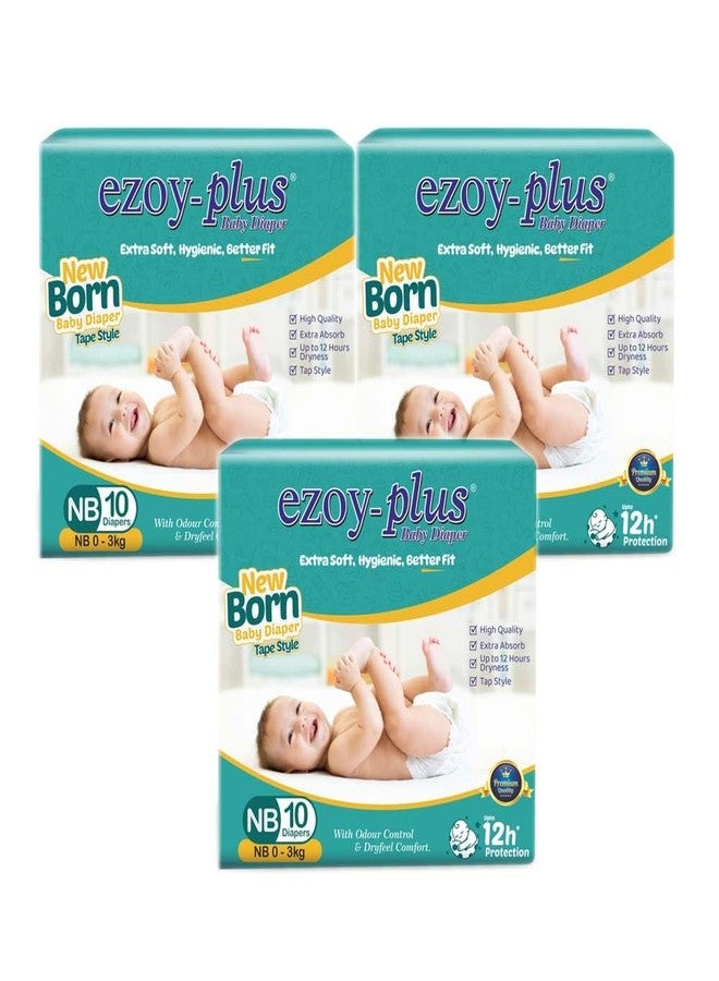 Ezoyplus Baby Diaper for New Born (0-4kg), Tape Style | Up to 12 Hours Protection | Extra Soft & Absorbent | Odour Control & DryFeel (XS, 30, count) - Image 1