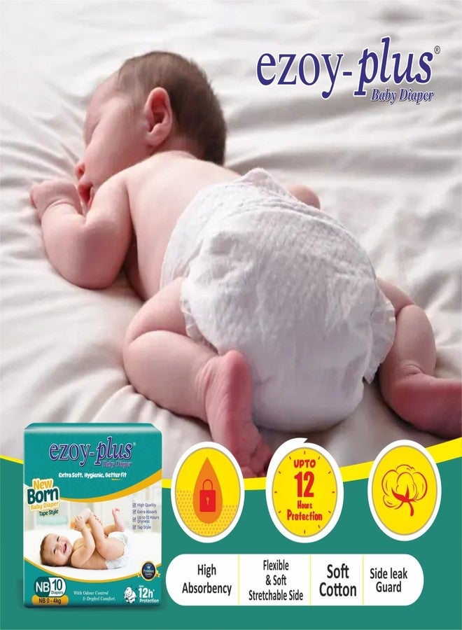 Ezoyplus Baby Diaper for New Born (0-4kg), Tape Style | Up to 12 Hours Protection | Extra Soft & Absorbent | Odour Control & DryFeel (XS, 30, count) - Image 4