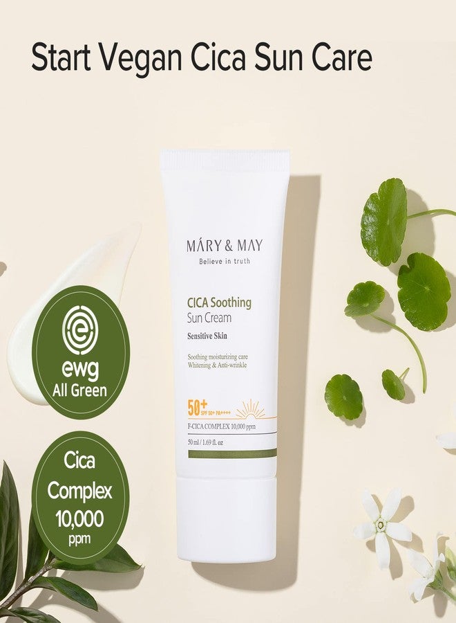 MARY & MAY [Mary&May] CICA Soothing Sun Cream SPF50+ PA++++ 1.69 Fl Oz / 50ml | Light Absorption, Non-Sticky SPF, Hydration, No White Cast, Cica Facial, Daily care | Cruelty Free, Vegan - Image 2