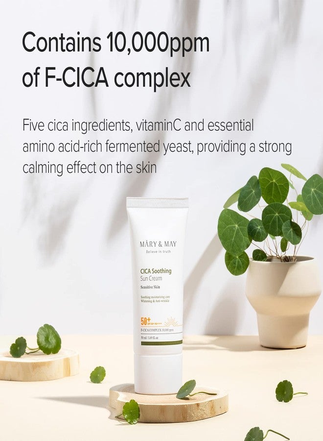 MARY & MAY [Mary&May] CICA Soothing Sun Cream SPF50+ PA++++ 1.69 Fl Oz / 50ml | Light Absorption, Non-Sticky SPF, Hydration, No White Cast, Cica Facial, Daily care | Cruelty Free, Vegan - Image 3