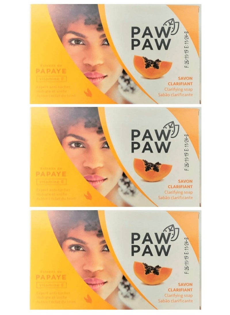 Paw Paw 3 pieces of  Clarifying Soap with Vitamin E and Papaya extracts 3X180g  - Image 1