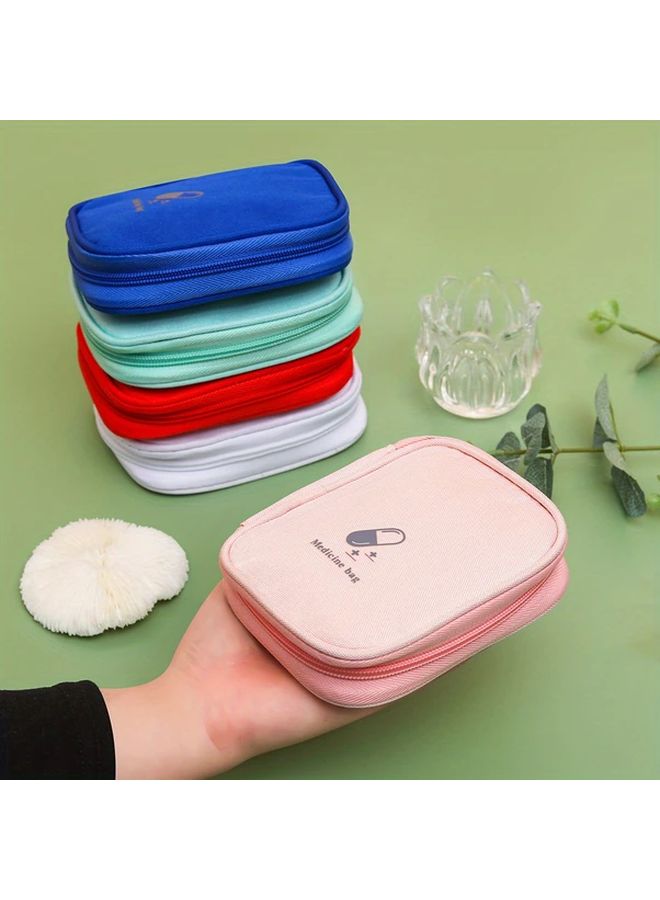 Small Pink Polyester Portable First Aid Kit Bag Compact Lightweight For Home Travel - Image 4