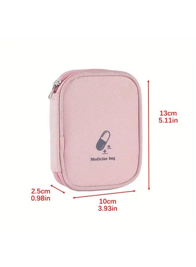 Small Pink Polyester Portable First Aid Kit Bag Compact Lightweight For Home Travel - Image 5