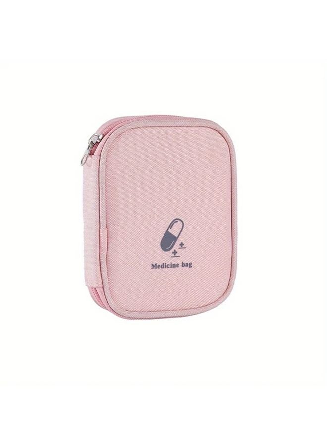 Small Pink Polyester Portable First Aid Kit Bag Compact Lightweight For Home Travel - Image 1