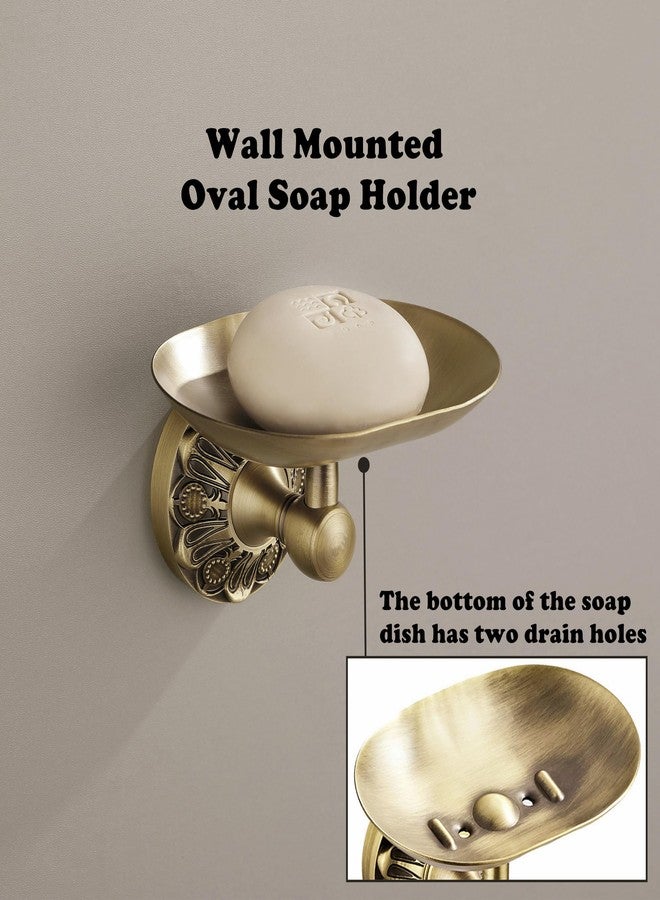 Lucyound Brass Shower Soap Holder Wall Mount, Vintage Bar Soap Dish with Drain, Self Draining Soap Tray for Bathroom Decorative, Antique Gold, Oval - Image 3