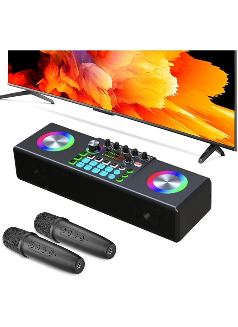 ET-LIFE Karaoke Machine for TV, Mini Sound Bar Bluetooth Speaker with 2 Wireless Microphones for TV, Karaoke System with LED Lights for Home/Party/Outdoor  - Image 1