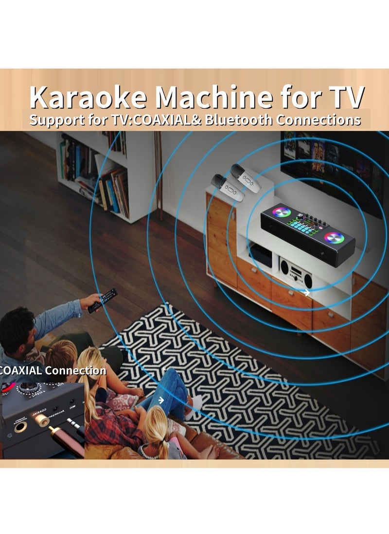 ET-LIFE Karaoke Machine for TV, Mini Sound Bar Bluetooth Speaker with 2 Wireless Microphones for TV, Karaoke System with LED Lights for Home/Party/Outdoor  - Image 2