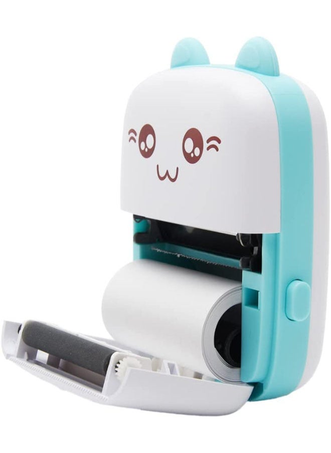 SHOPI - Portable Printer, Mini Pocket Printer, Mini Thermal Printer,200DPI Wireless Bluetooth BT 4.0 Photo Printer, Label Memo Receipt Paper Smart Printer with 1 Roll Thermal Paper (Blue) - Image 1