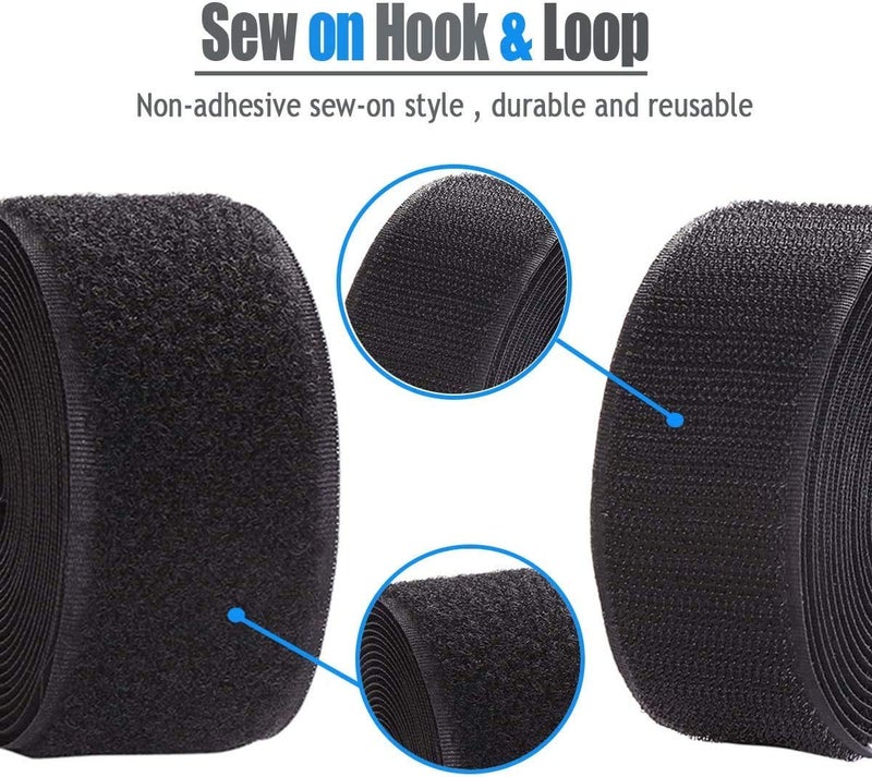Lifekrafts LifeKrafts Non-Adhesive Hook & Non-Adhesive Loop Tape | (2M*50mm Hook & Loop Tape, Black Color)|No Glue, Non-Adhesive Sticky Back, Fabric Fastener Interlocking Tape for Sewing Crafts, DIY, Clothes, Shoes, etc.  - Image 2