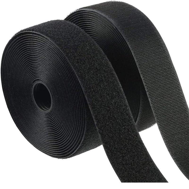 Lifekrafts LifeKrafts Non-Adhesive Hook & Non-Adhesive Loop Tape | (2M*50mm Hook & Loop Tape, Black Color)|No Glue, Non-Adhesive Sticky Back, Fabric Fastener Interlocking Tape for Sewing Crafts, DIY, Clothes, Shoes, etc.  - Image 1