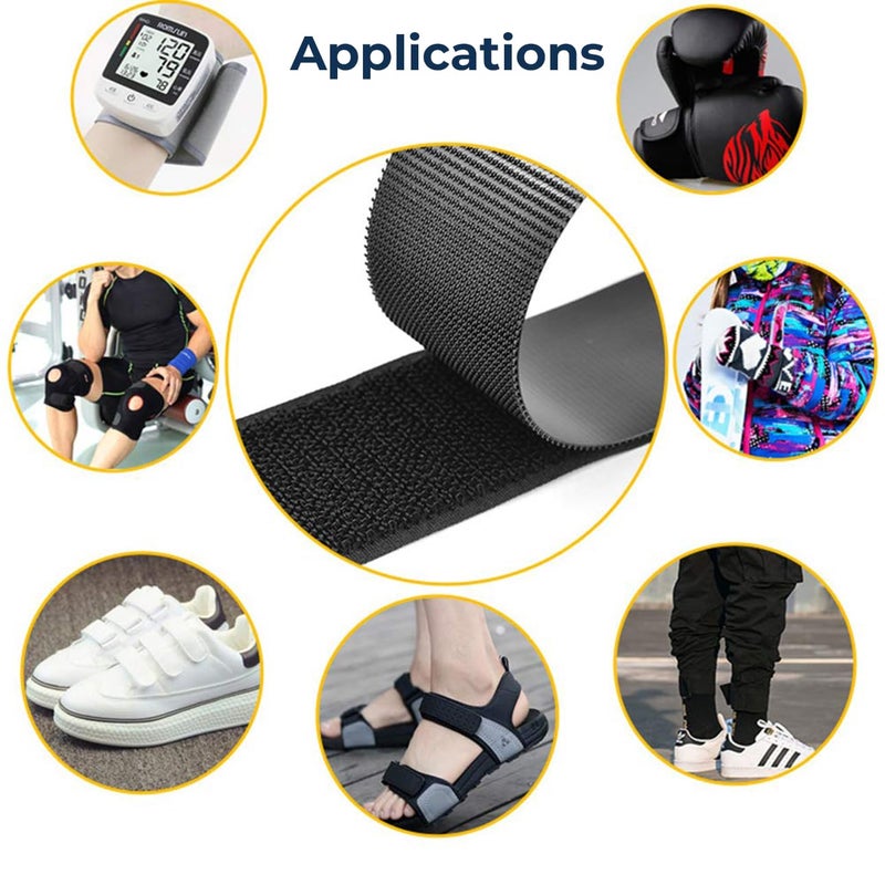 Lifekrafts LifeKrafts Non-Adhesive Hook & Non-Adhesive Loop Tape | (2M*50mm Hook & Loop Tape, Black Color)|No Glue, Non-Adhesive Sticky Back, Fabric Fastener Interlocking Tape for Sewing Crafts, DIY, Clothes, Shoes, etc.  - Image 5
