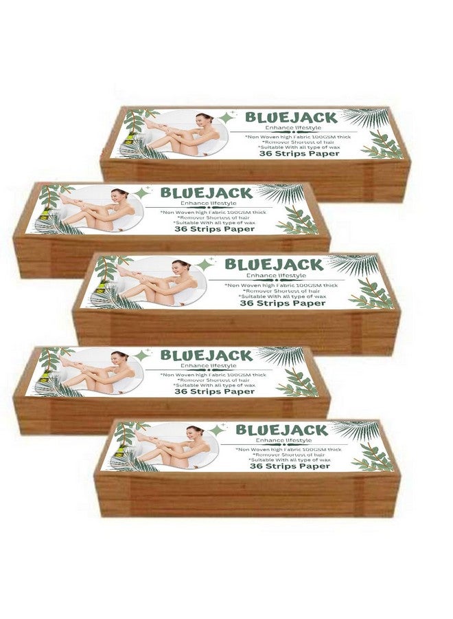 Bluejack Waxing Strips for Hair Removal Plain Disposable White Color Wax Strips Easy & Safe Wax Strips Paper Non-woven Body Hair Removal for Men and Women (180 Strips, Set of 5) - Image 1