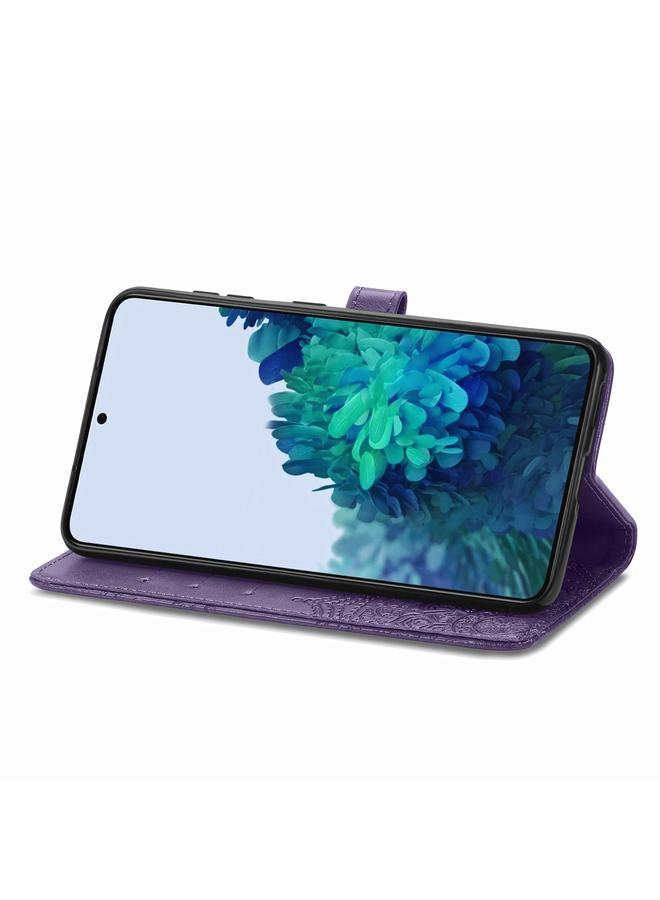 اس-توب جراب لهاتف Samsung Galaxy S21 5G، جراب جلدي أفقي منقوش عليه زهرة ماندالا مع حامل وثلاث فتحات للبطاقات ومحفظة وحبل - Image 4