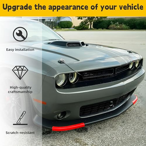 TENGBASE Front Bumper Lip Splitter Cover, for 2015-2023 Dodge Challenger Scat Pack R/T GT SRT, 2 PCS, Red - Image 3
