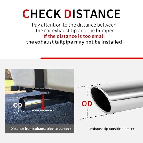 Richeer 3.5" Inlet Exhaust Tip, 3 1/2" Inlet 5" Outlet 12" Overall Length Stainless Steel Exhaust Tailpipe Tips with Polished Finish Universal for Vehicles with 3.5" O.D. Tailpipe Clamp/Bolt on Design - Image 5