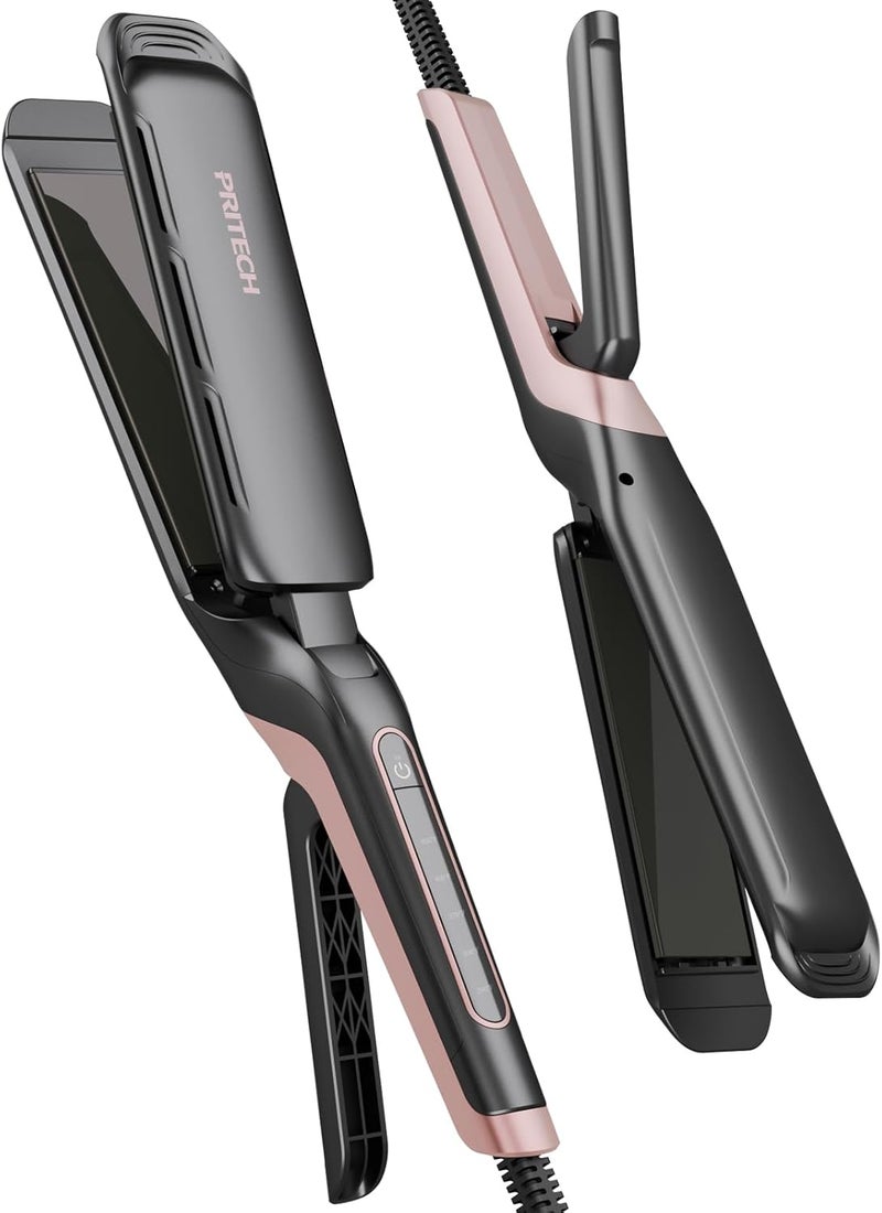 PRITECH Professional Hair Straightener 177inch Wide Plate Titanium Flat Iron 5 Adjustable Temp290450 FrizzFree Dual Voltage Easy Use and Effortless