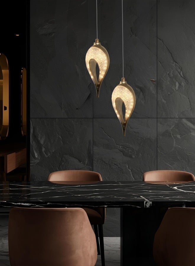 Luxury Single Pendant Light, Contemporary Crystal Flame/Teardrop Design - Polished Gold Finish - LED Lamp - Image 3