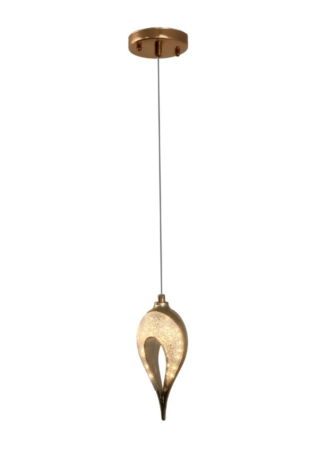 Luxury Single Pendant Light, Contemporary Crystal Flame/Teardrop Design - Polished Gold Finish - LED Lamp - Image 4