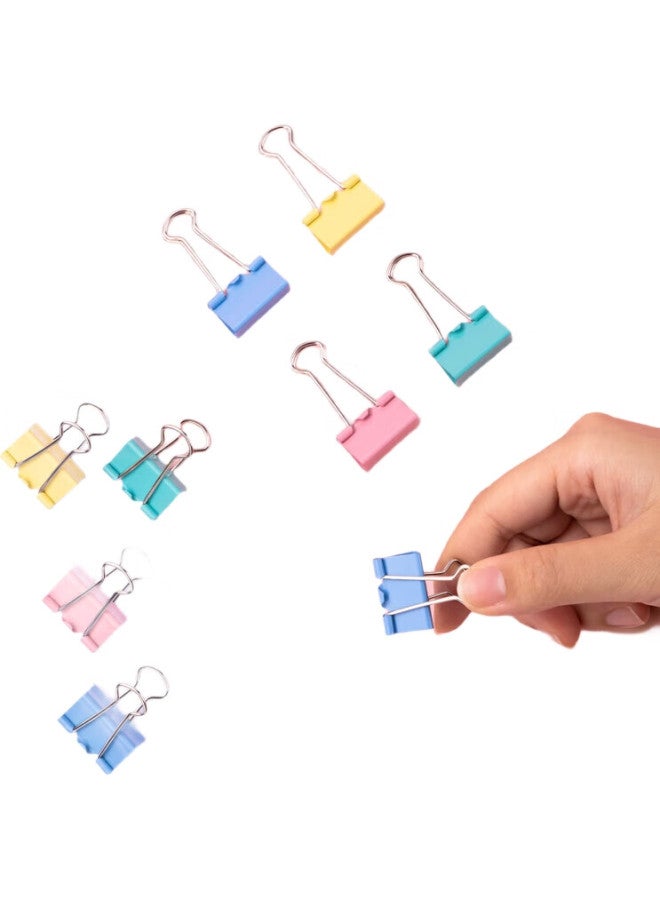 Deli 100 Pieces 19Mm Colorful Binder Clips, Large Bucket Of Binder Clips, 5# Small Metal Binder Clips, Office Supplies, 100 Pieces/Tube, 8555-D - Image 3