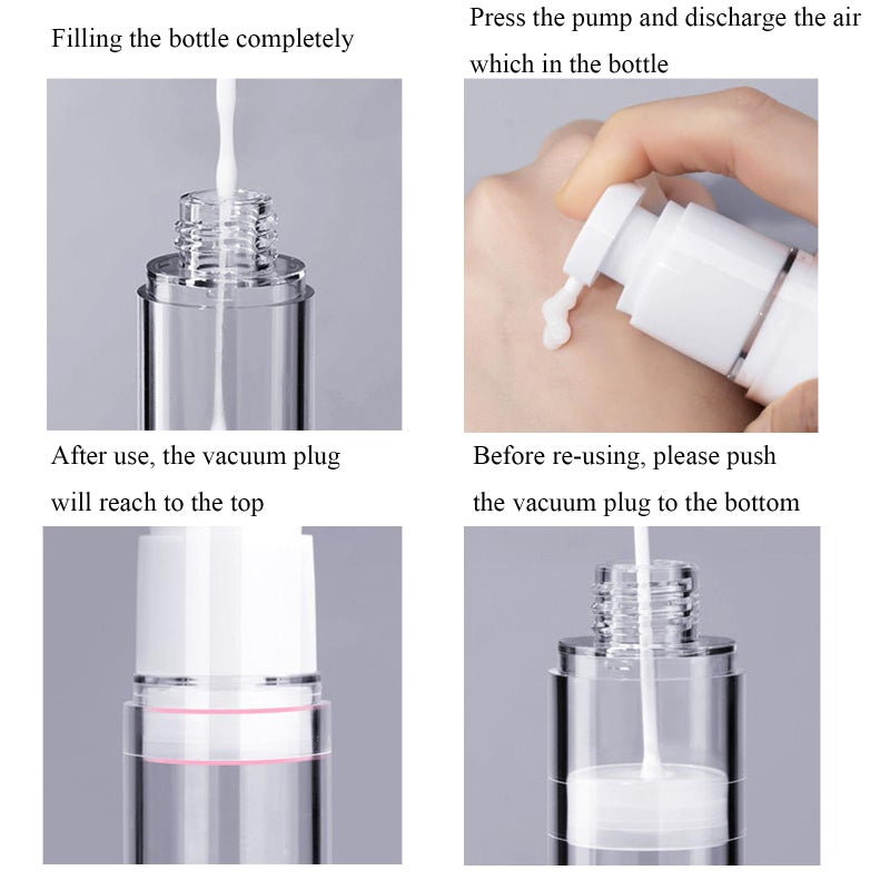 Qeuly 3 Pack Airless Pump Bottles 0.5 oz Travel Size Pump Bottle Lotion Container Refillable Cosmetic Pump Dispensers for Foundation Moisturizer Shampoo Toiletry (SN-15) - Image 5