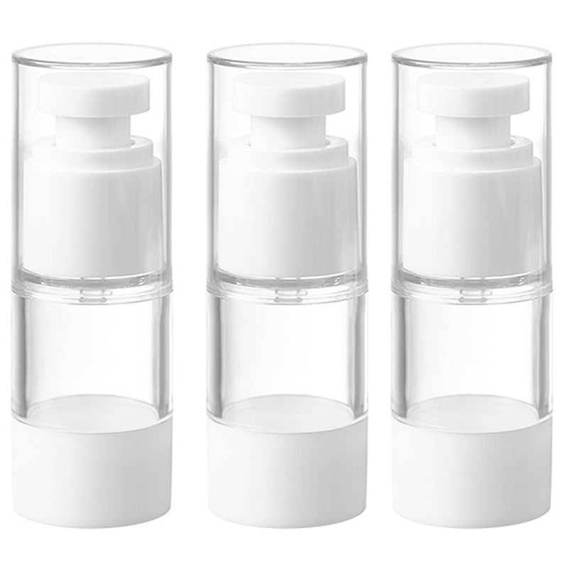 Qeuly 3 Pack Airless Pump Bottles 0.5 oz Travel Size Pump Bottle Lotion Container Refillable Cosmetic Pump Dispensers for Foundation Moisturizer Shampoo Toiletry (SN-15) - Image 1