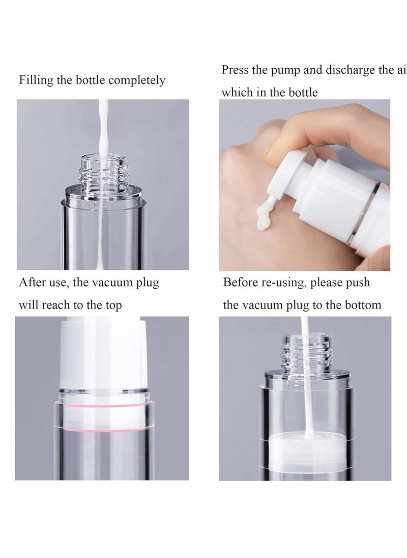 Qeuly Qeuly 3 Pack Airless Pump Bottles 0.5 oz Travel Size Pump Bottle Lotion Container Refillable Cosmetic Pump Dispensers for Foundation Moisturizer Shampoo Toiletry (SN-15)  - Image 3