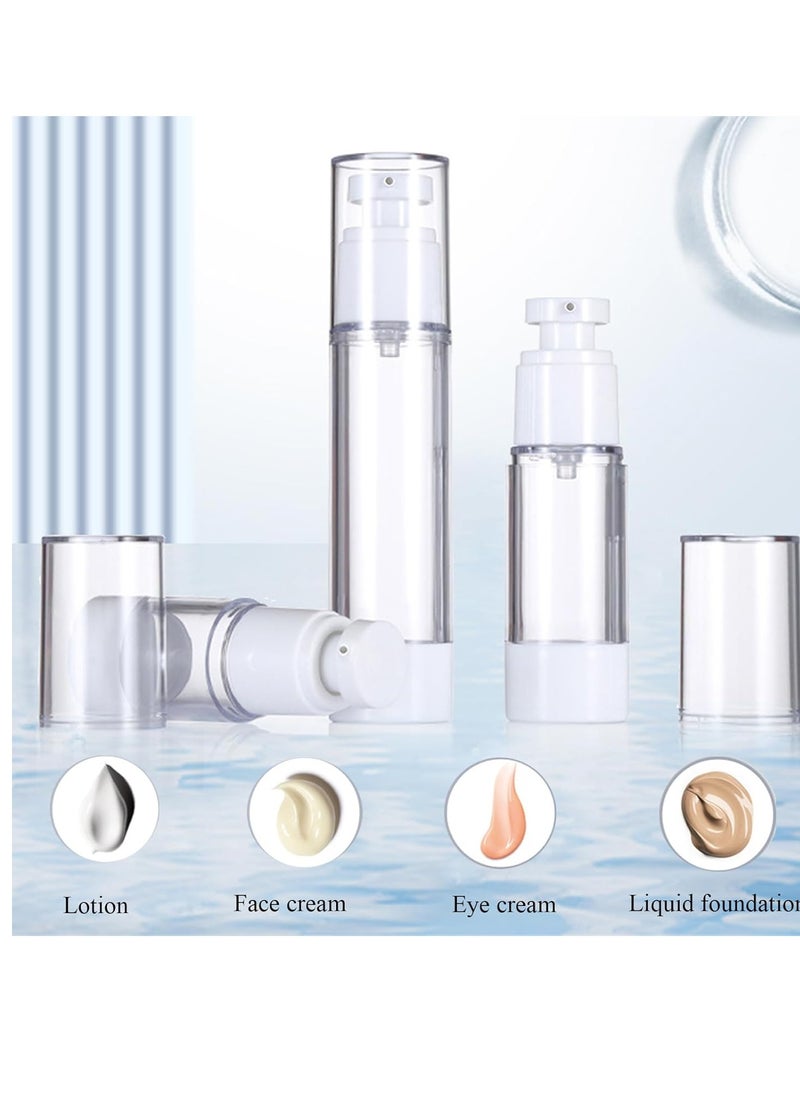 Qeuly Qeuly 3 Pack Airless Pump Bottles 0.5 oz Travel Size Pump Bottle Lotion Container Refillable Cosmetic Pump Dispensers for Foundation Moisturizer Shampoo Toiletry (SN-15)  - Image 4