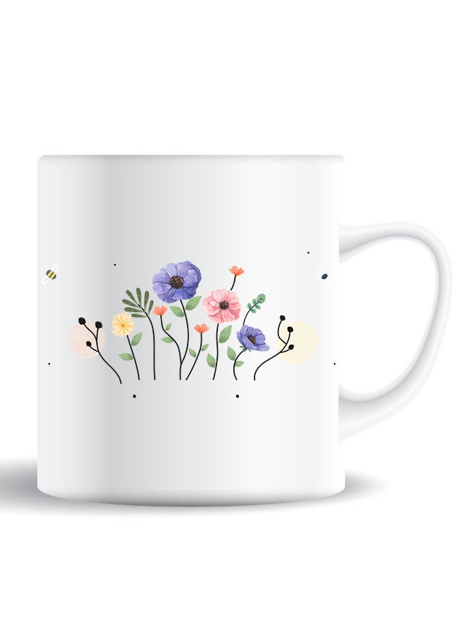 Theodor Premium Quality Two Sided Printed Coffee Mug Tea Cup Flower And Bees For Home Office, Kids Men Women - Image 1