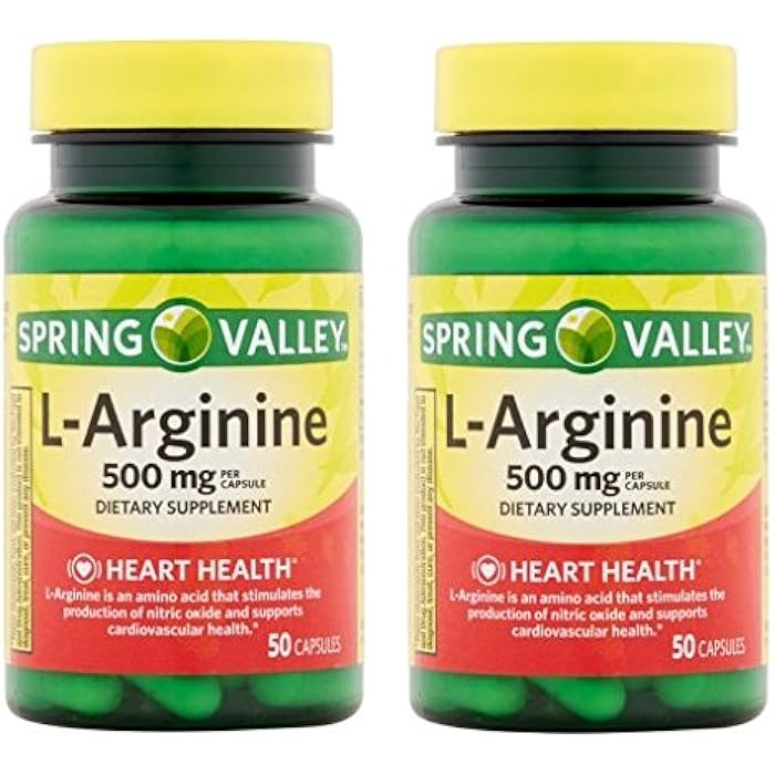 وادي الربيع: 100 كبسولة 500 ملغ لكل منها. L-أرجينين (عبوة من 2)