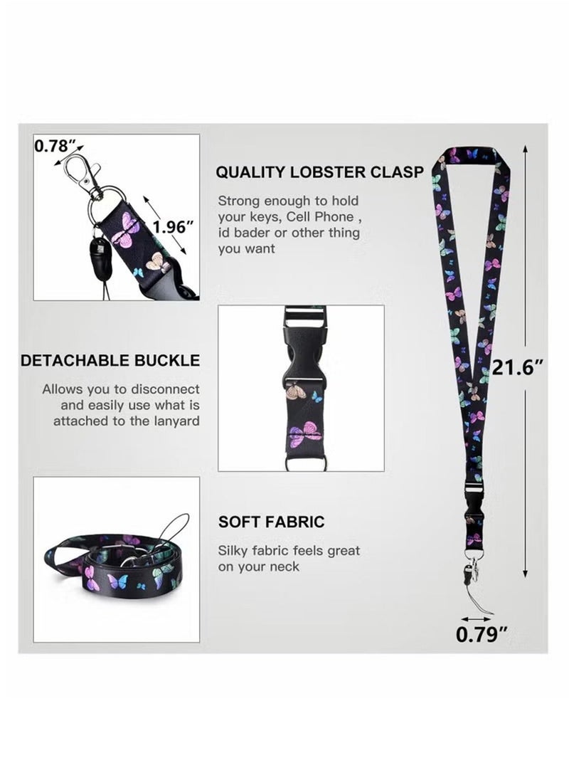 Generic - 1 Set ID Badge Holder with Lanyard and erfly Badge Reel Clip Lanyard Vertical ID Protector Bage Clips Business Credit Card ID Badge Lanyard Key Chain, for Work,School(Colour erfly) - Image 1
